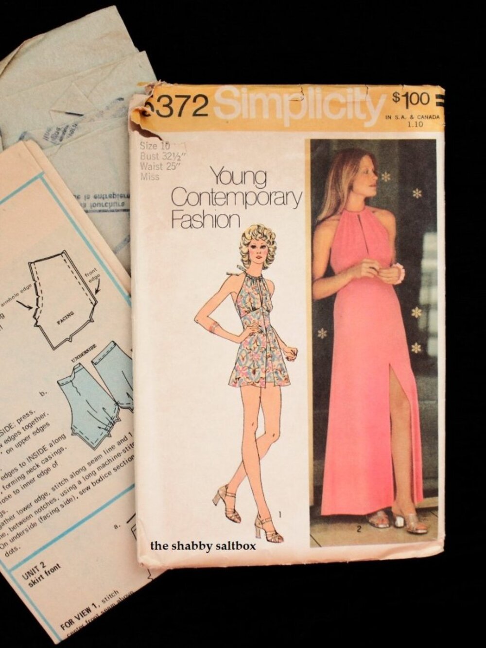 VTG Halter Dress & Short Shorts Simplicity XS Sewing Pattern #5372 CUT B32.5